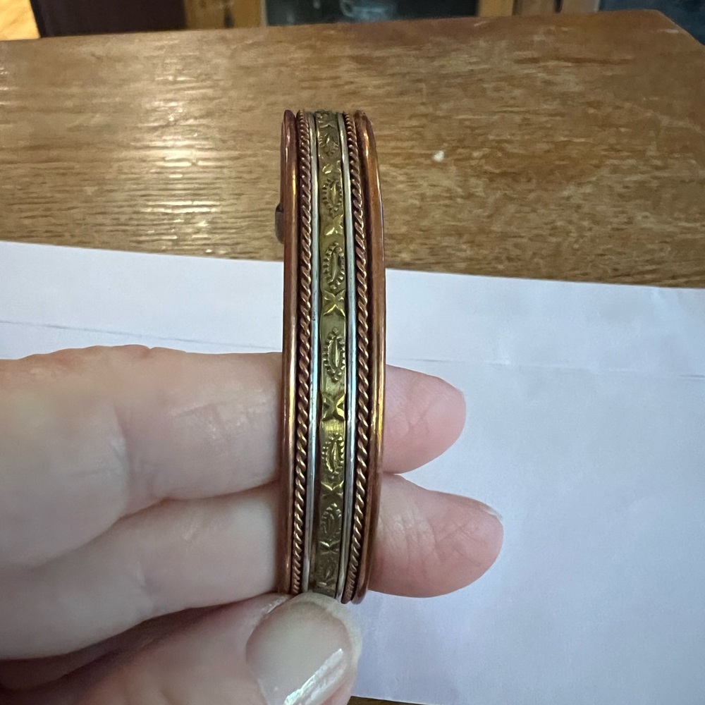 Copper and Brass Bangle Bracelet - Picture 1 of 2